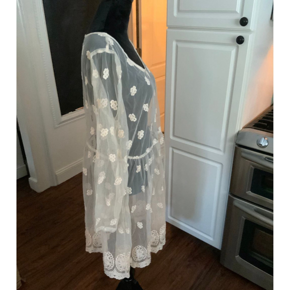 New Venus Cream Sheer Embroidered Dress - Picture 4 of 5